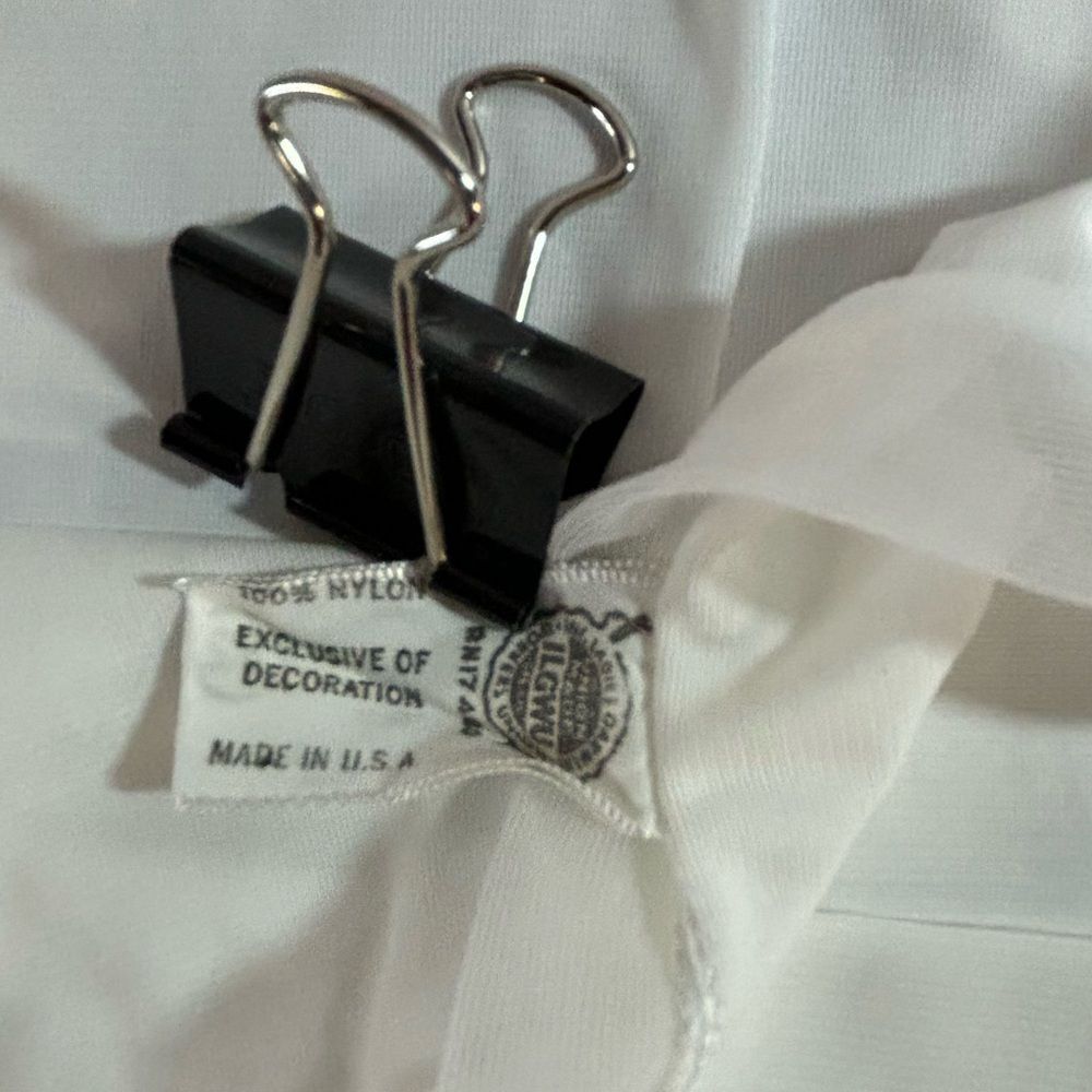 Vintage 70s Slip White Nylon Embroidered Sheer Trim Aristocraft 32B Small - Picture 5 of 8